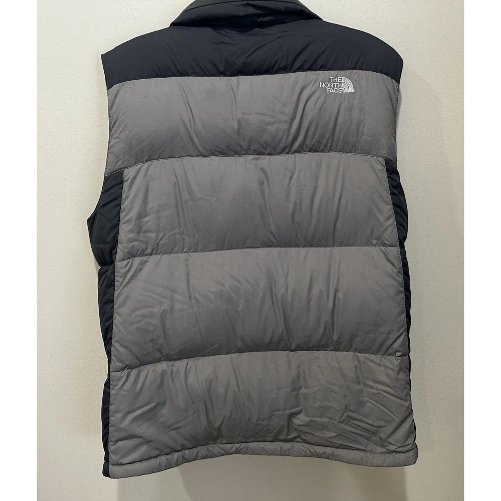 The North Face 550 Goose Down Puffer Vest Mens  Gray Black Full Zip Men